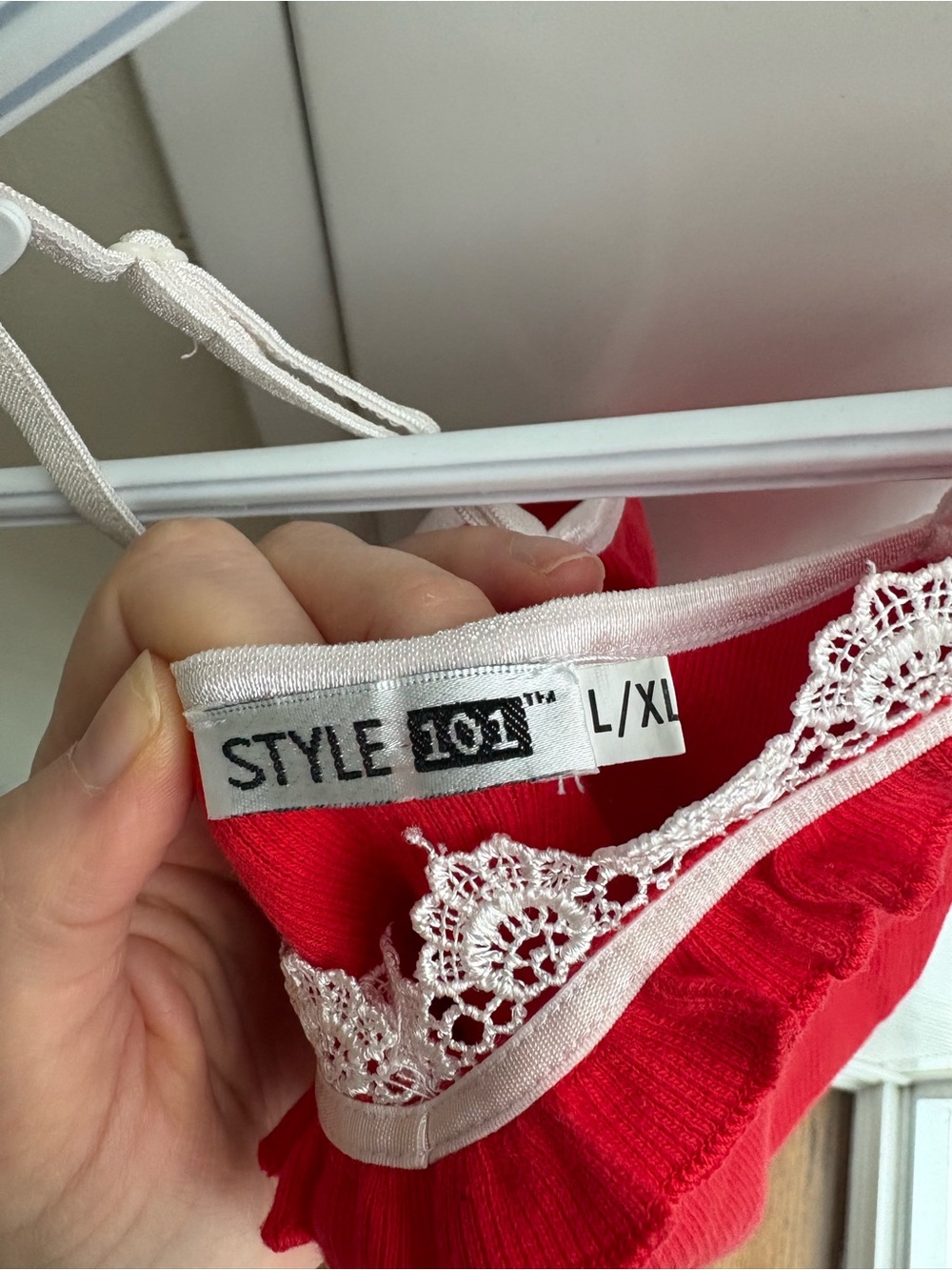 Red Lace-Trim Camisole Tank Top - Picture 3 of 5